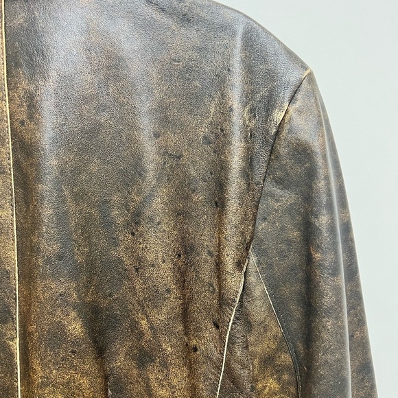 Vtg 80s Margaret Godfrey Dark Brown Fitted Leather Blazer Jacket Women's Size 8 - Picture 10 of 15